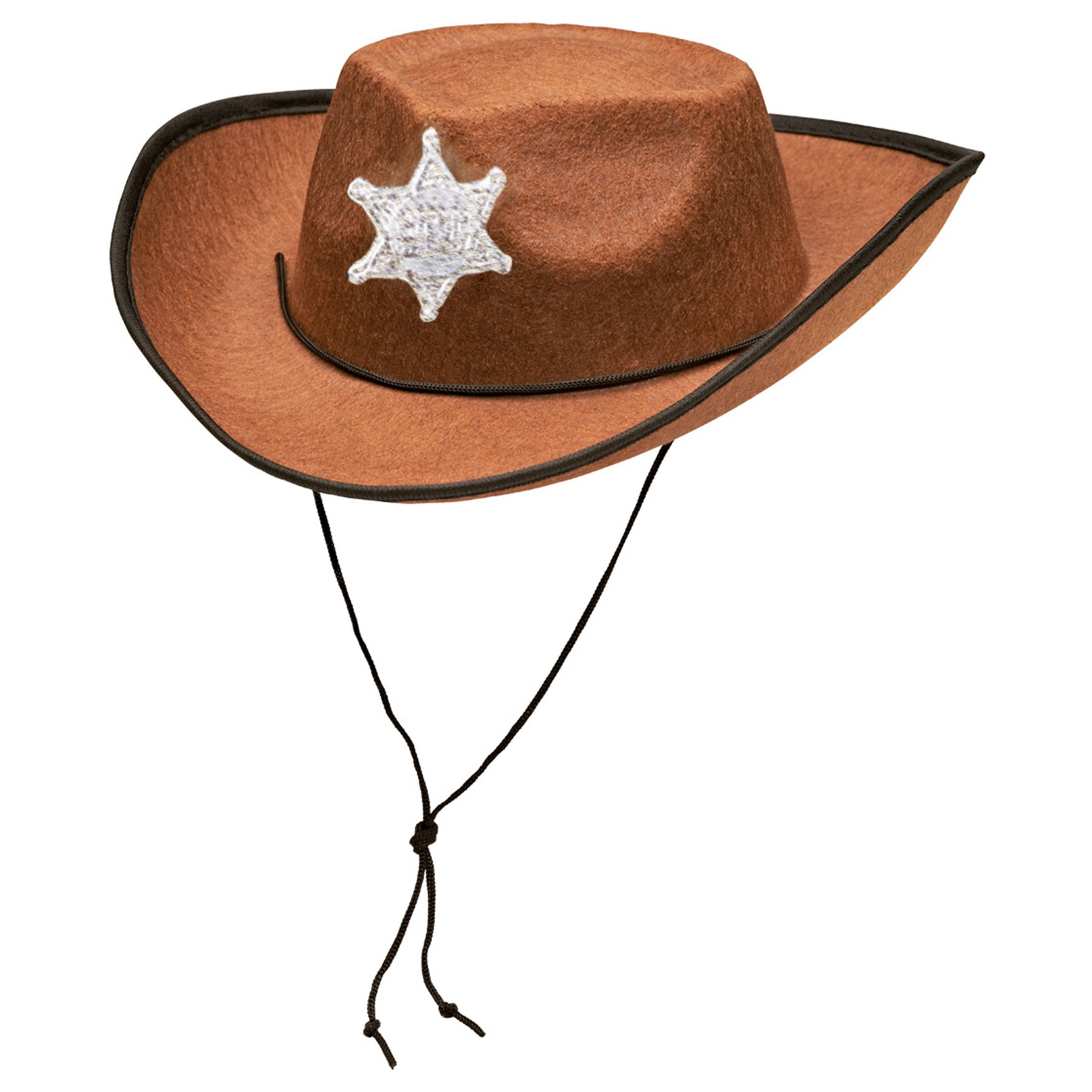 Cowboyhut für Kinder in Braun mit Sheriff Stern